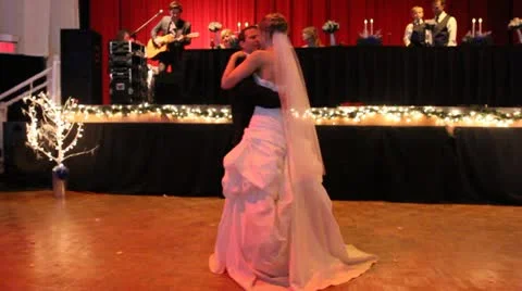 Bride and Groom During First Dance Stock Footage 11017943