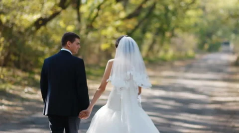 Bride and groom enjoy each other Stock Footage 45292553