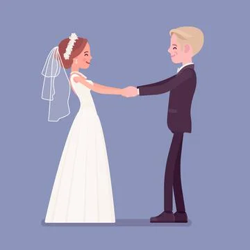 Bride and groom in a first dance on wedding ceremony Stock Illustration