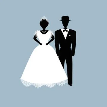 Bride and groom. Flat. Vector illustration on isolated background Illustrazione stock