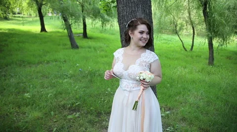 The bride and groom in the forest. Stock Footage 67980686