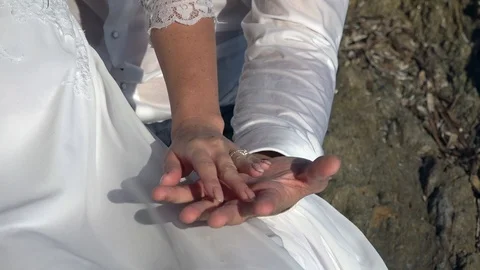 Bride and groom hands Stock Footage 97704542