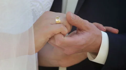 Bride and groom holding hands Stock Footage 63569713