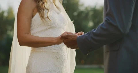 Bride and groom holding hands taking vows Stock Footage 118206846