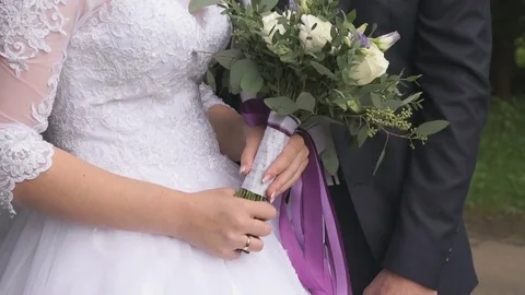 Bride and groom hugging each other on wedding Stock Footage 81049055