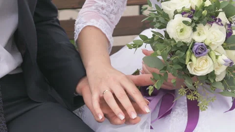 Bride and groom hugging each other hands Vídeo Stock 87872990