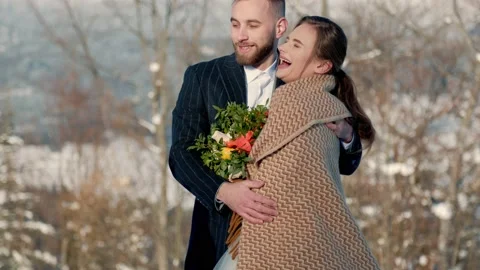 Bride and groom hugging Stock Footage 153075550
