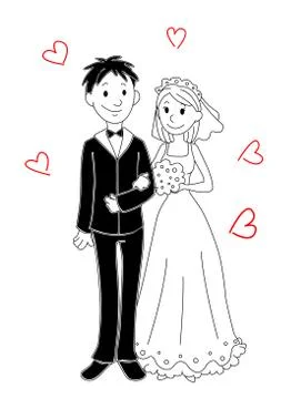 Bride and groom Stock Illustration