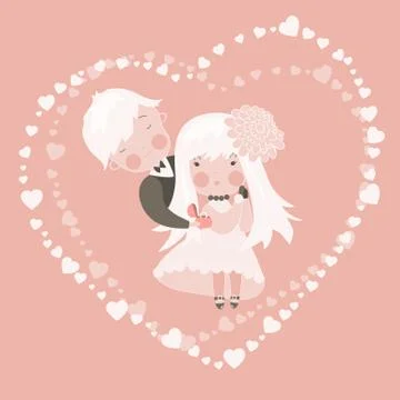 Bride and groom Stock Illustration