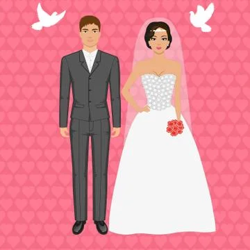 Bride and groom Stock Illustration