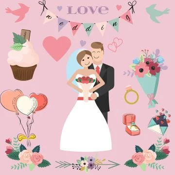 The Bride and Groom Stock Illustration