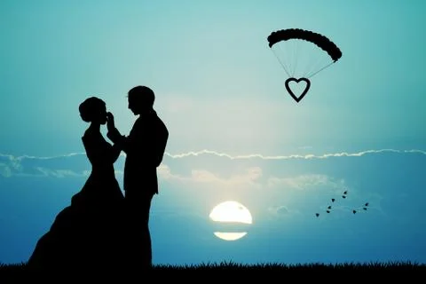 Bride and groom Stock Illustration