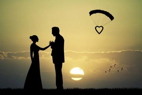 Bride and groom Stock Illustration