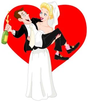 Bride and groom Stock Illustration