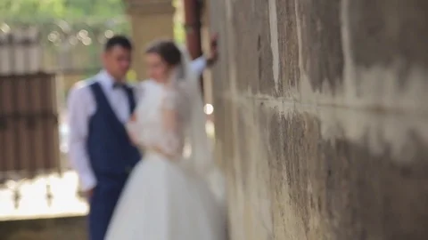 The bride and groom look at each other Video stock 72670533