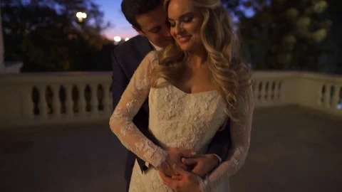 Bride and Groom Looking To Each Other - Love Concept Stock Footage 75017609