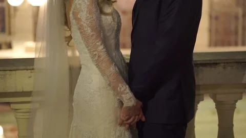 Bride and Groom Looking To Each Other - Love Concept Stock Footage 75018016