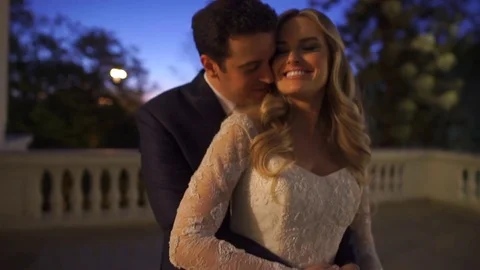 Bride and Groom Looking To Each Other - Love Concept Stock Footage 75018097