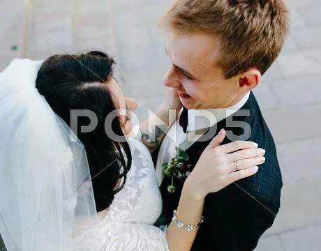 The bride and groom posing Stock Photos