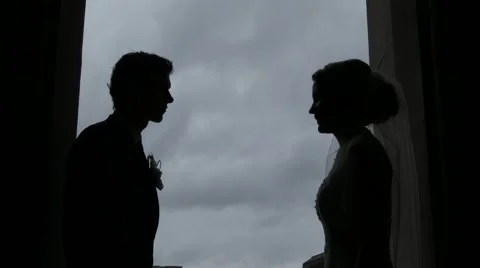 Bride and groom in the shadow Stock-Footage 46013784