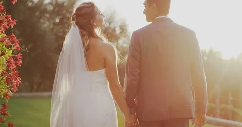 The bride and groom at sunset Stock Footage 118205885
