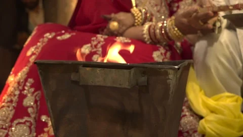 Bride and Groom Taking Saat Phere in Wedding Ceremony Stock Footage 337625437