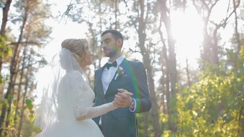 Bride and groom in their first dance Stock Footage 73517205