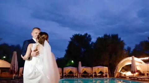 Bride and groom in their first wedding dance Stock Footage 81719692