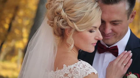 Bride and groom walking Stock Footage 60050025