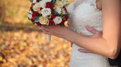 Bride and groom walking Stock Footage 60050048
