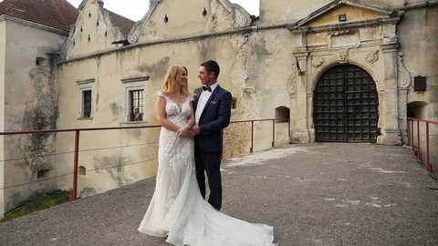Bride and groom walking Stock Footage 98453373
