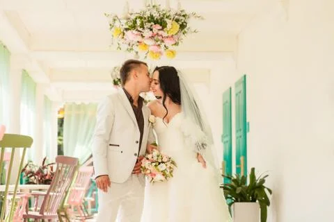 Bride and groom. Wedding interior. Stock Photos