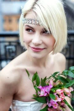 Bride on the balcony Stock Photos
