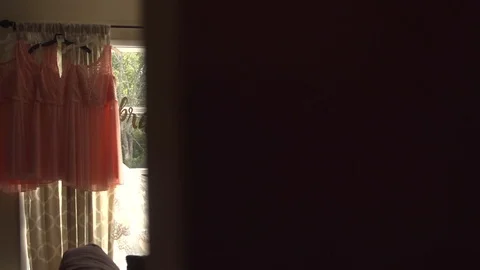 "Bride To Be" Wedding Dress in Window Stock Footage 87093703
