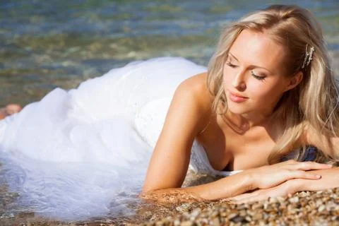 Bride on the beach Stock Photos