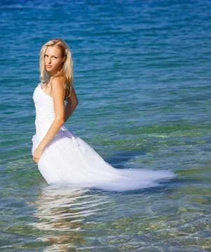 Bride on the beach Stock Photos