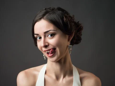 Bride. Beautiful woman showing tongue Stock Photos