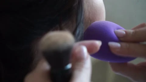 The bride is being made up Stock Footage 163566808