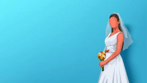 Bride on blue background Stock-Illustration