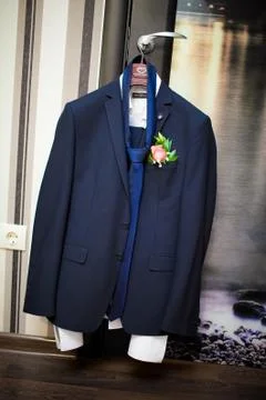 Bride in a blue suit Stock Photos