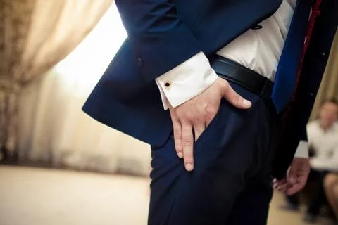 Bride in a blue suit Stock Photos