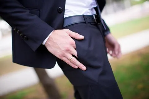 Bride in a blue suit Stock Photos