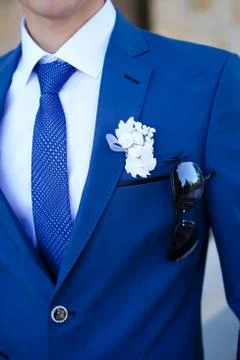 Bride in a blue suit 스톡 사진