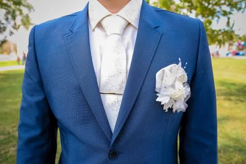 Bride in a blue suit Stock Photos