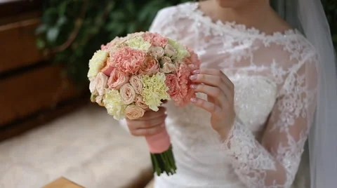 Bride with bouqet Stock Footage 48359372