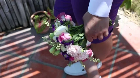 The bride with a bouquet of flowers Stock Footage 55810116