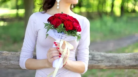 Bride With A Bouquet Stock Footage 43105006