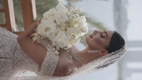 Bride with a bouquet Video stock 224127429