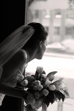 Bride with a bouquet Stock Photos