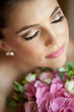 Bride with bouquet Stock Photos